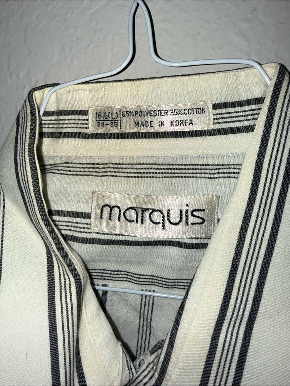Marquis Vintage Striped Button-Up Shirt – Made in Korea – Size Large 16½ - Picture 6 of 7